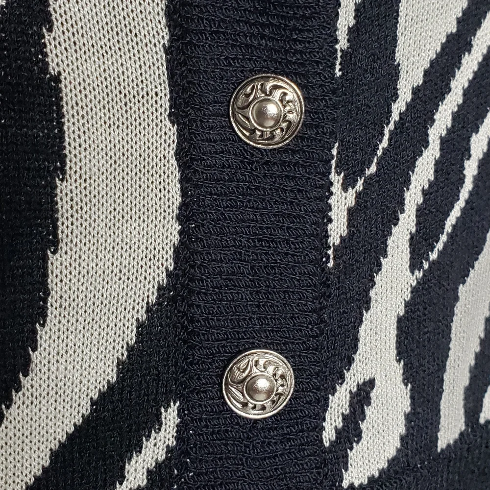 St. John Sport Dress Extra Large Knit Sleeveless Black White Zebra Collared Wool - Picture 3 of 15